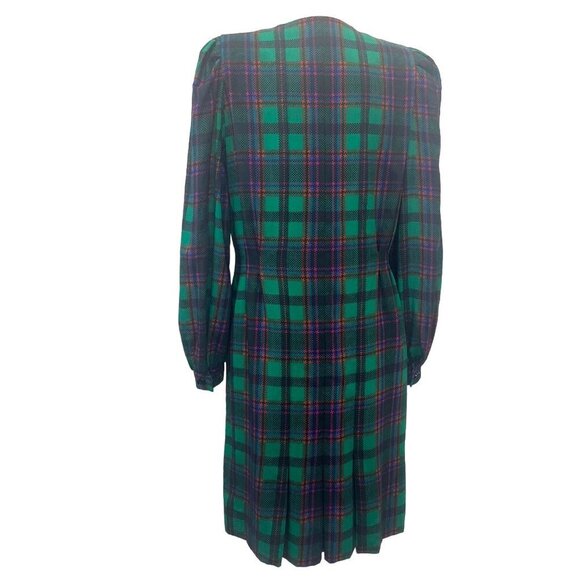 Neiman Marcus Plaid Dress Made In France Vintage Shirt Jacket Dress Ladies MED - Picture 5 of 10